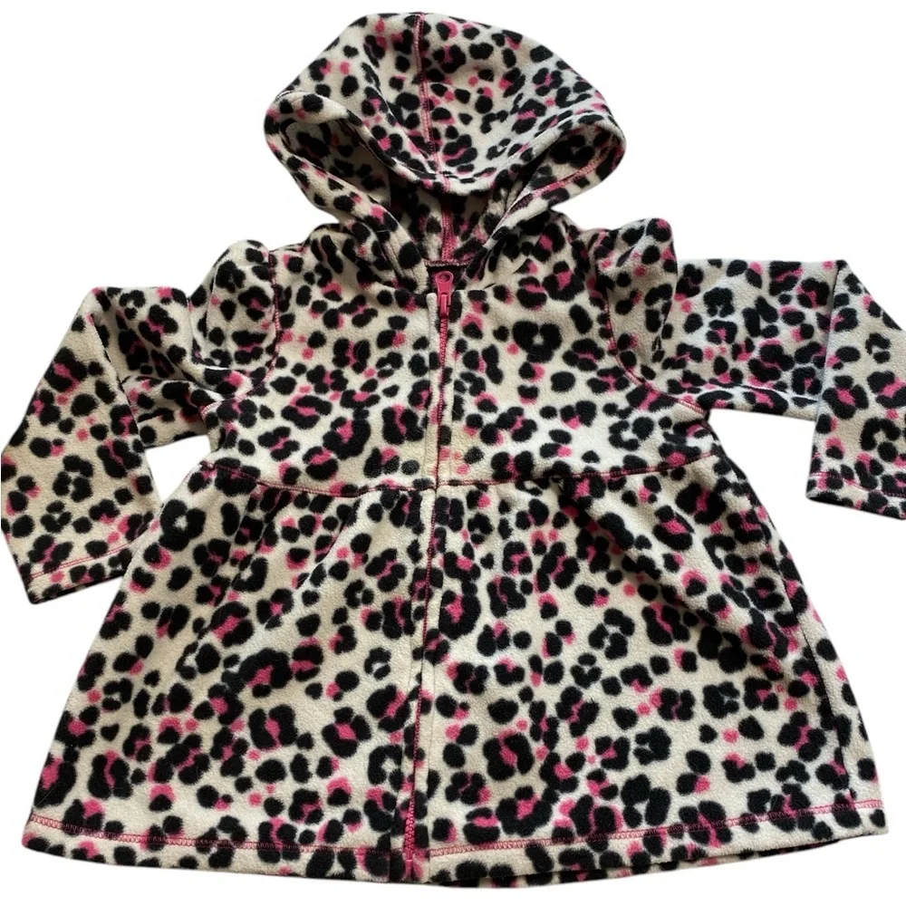 Children’s Place toddler girl’s 3T fleece zip front hooded jacket pink b…